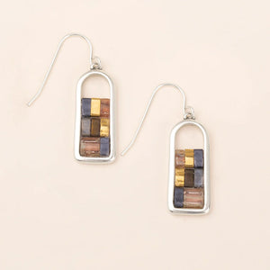 Good Karma Miyuki Frame Earring - Gunmetal/Silver (GF004)