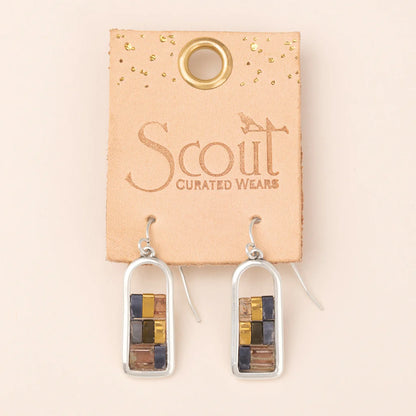 Good Karma Miyuki Frame Earring - Gunmetal/Silver (GF004)