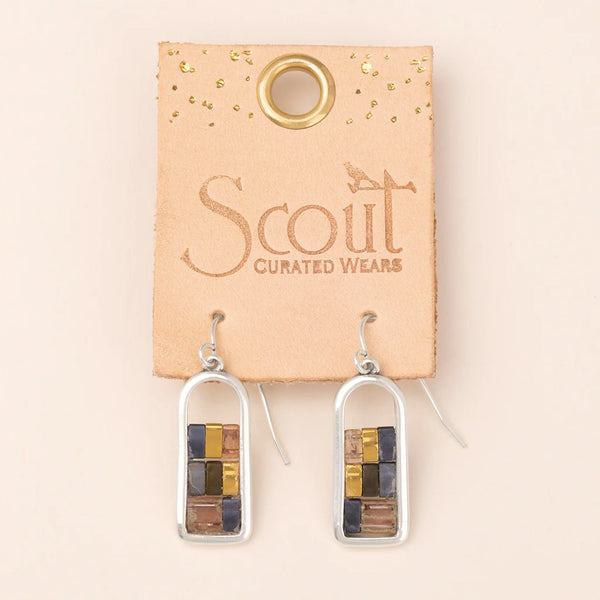 Good Karma Miyuki Frame Earring - Gunmetal/Silver (GF004)