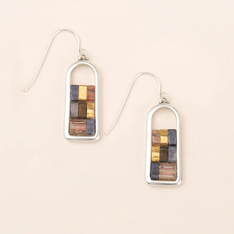 Good Karma Miyuki Frame Earring - Gunmetal/Silver (GF004)