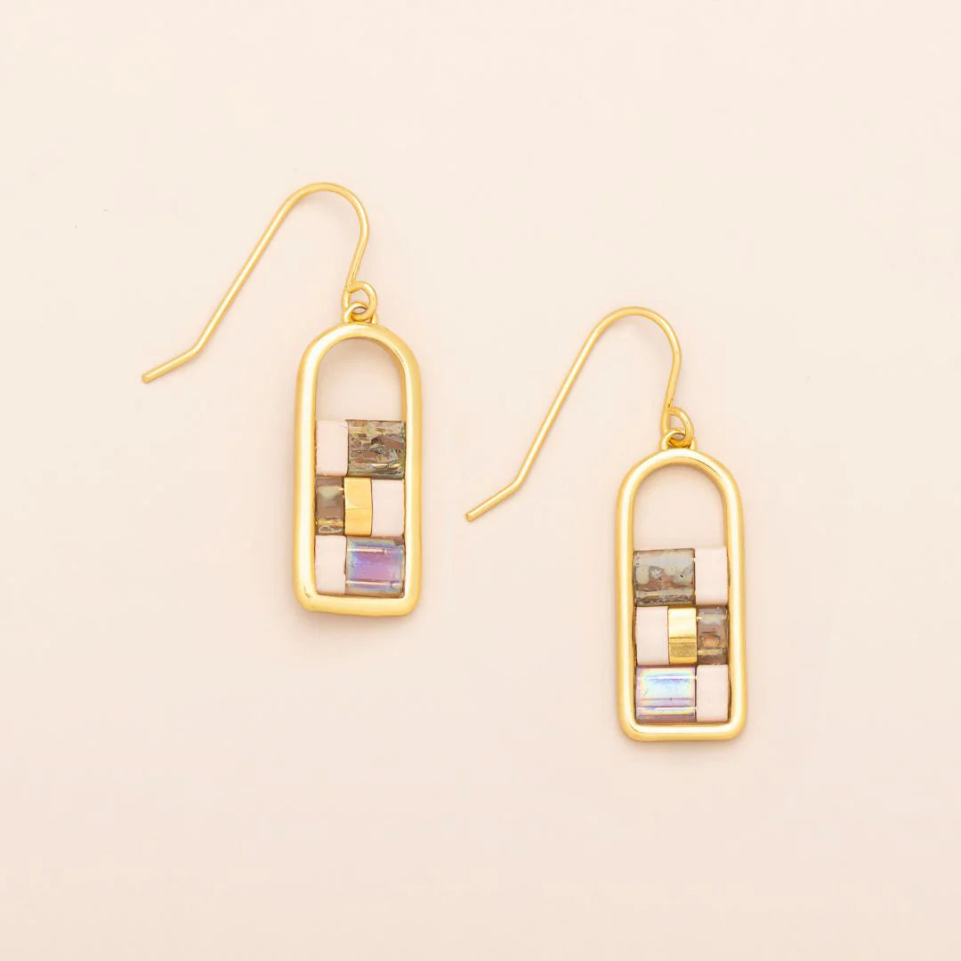 Good Karma Miyuki Frame Earring - Blush/Topaz/Gold (GF005)