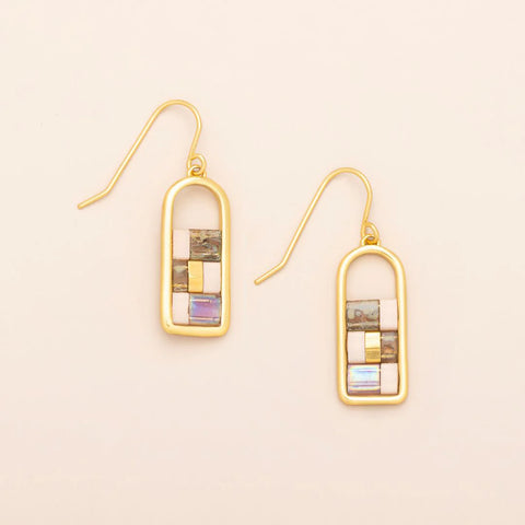 Good Karma Miyuki Frame Earring - Blush/Topaz/Gold (GF005)