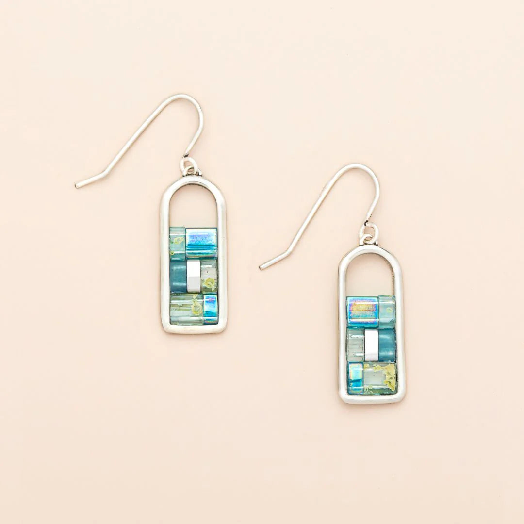 Good Karma Miyuki Frame Earring - Marine/Silver GF006