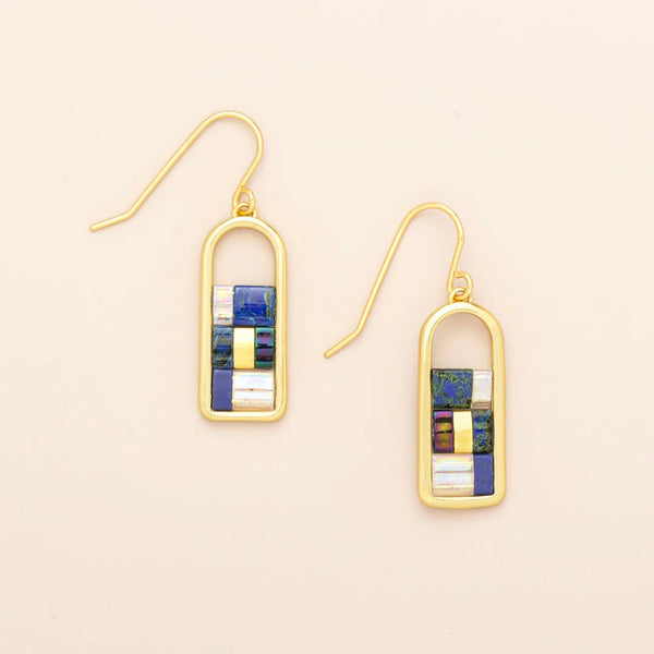 Good Karma Miyuki Frame Earring - Indigo/Gold (GF007)
