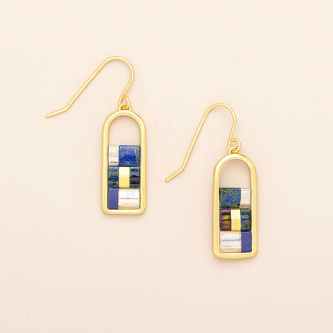 Good Karma Miyuki Frame Earring - Indigo/Gold (GF007)