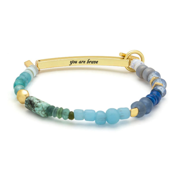 Hidden Message Bracelet - Brave/African Turquoise/Gold (HM009)