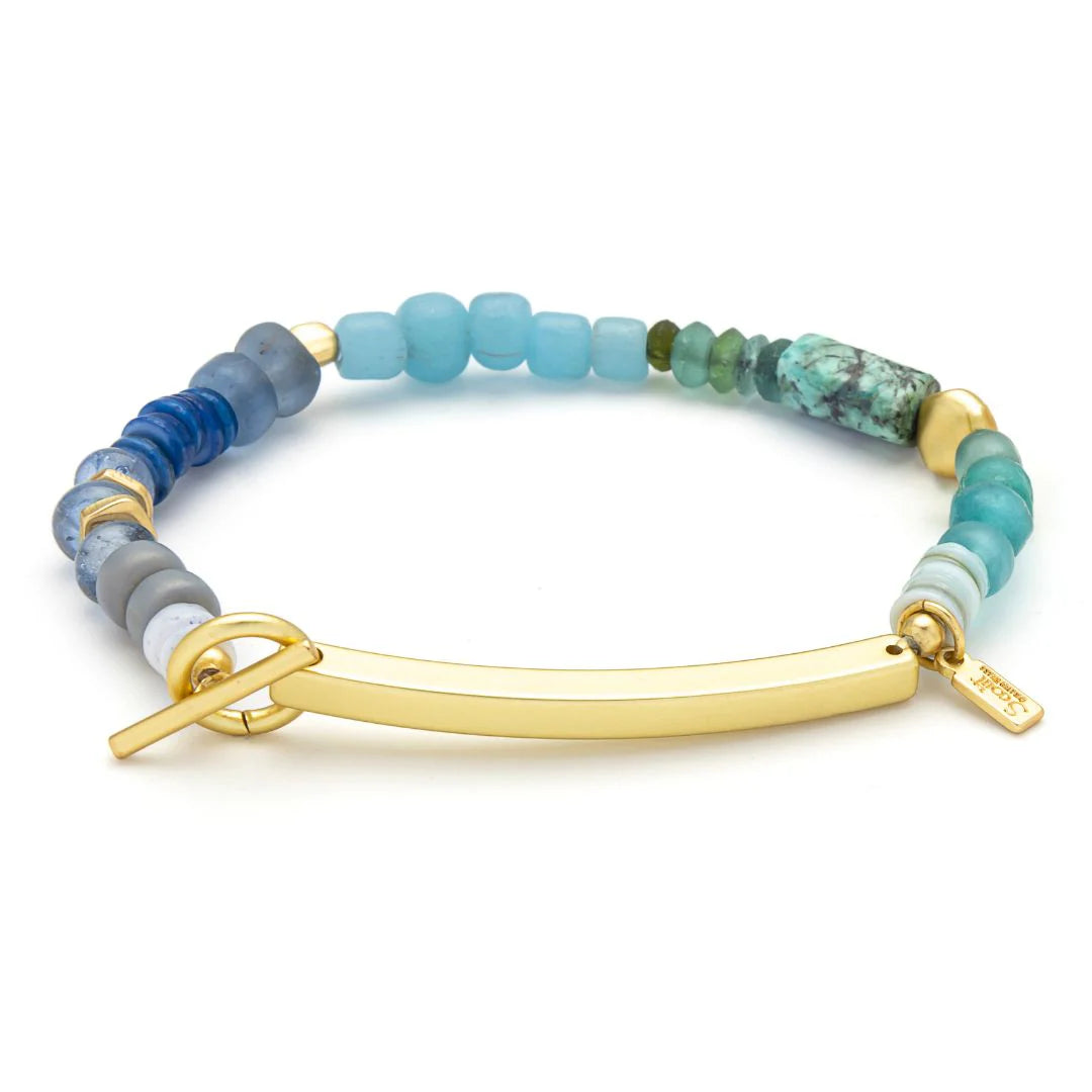 Hidden Message Bracelet - Brave/African Turquoise/Gold (HM009)