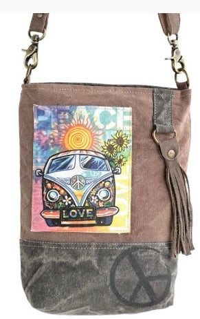 Peace Bus Crossbody Tote. (54881)