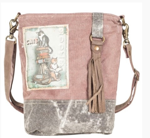 Cats & Books Crossbody Tote (54872)