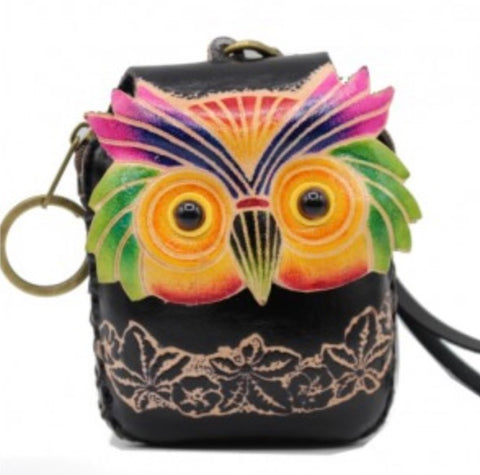 Colorful Owl Coin Wristlet (E638)