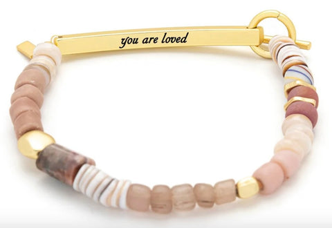 Hidden Message Bracelet - Loved/Rhodochrosite/Gold (HM001)