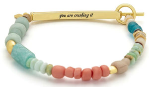 Hidden Message Bracelet - Crushing It/Amazonite/Gold (HM010)