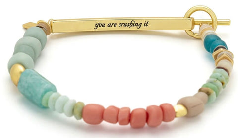 Hidden Message Bracelet - Crushing It/Amazonite/Gold (HM010)