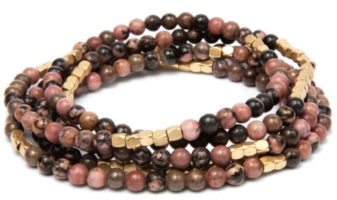Stone Wrap Rhodohrosite/Gold - Stone of Love (SW050)