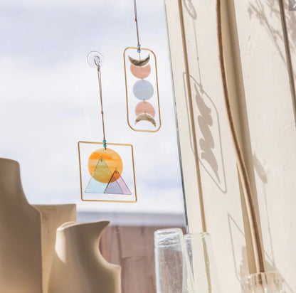 Stained Glass Light Catcher - Sunset Mountains  LG004