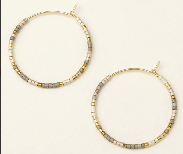 Chromacolor Miyuki Small Hoop - Pewter Multi/Gold  (MS006)