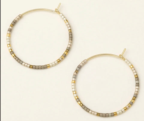 Chromacolor Miyuki Small Hoop - Pewter Multi/Gold  (MS006)