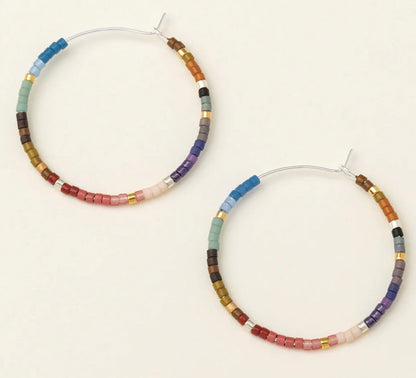 Chromacolor Miyuki Small Hoop - Dark Multi/Silver  (MS007)