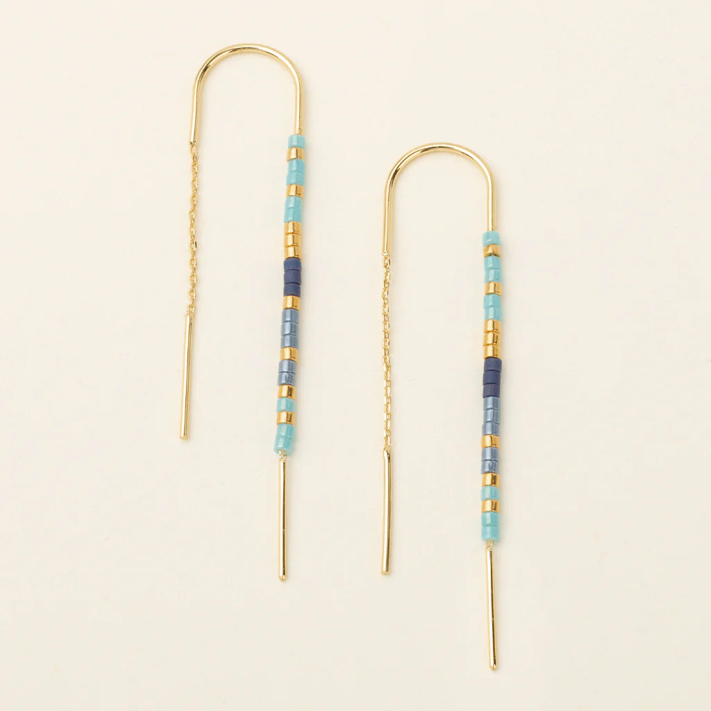 Chromacolor Miyuki Thread Earring - Cobalt Multi/Gold (MD001)