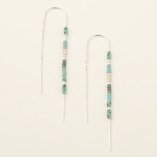 Chromacolor Miyuki Thread Earring - Turquoise Multi/Silver (MD004)