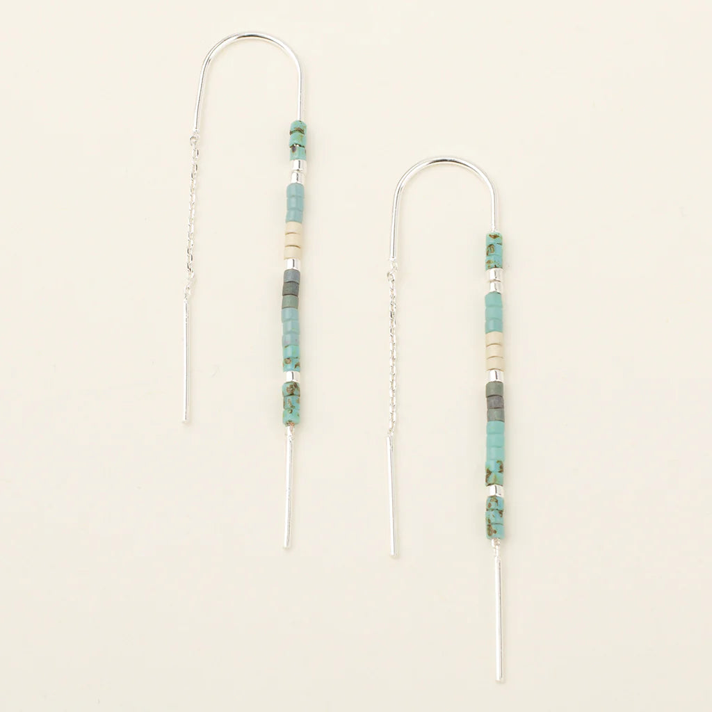 Chromacolor Miyuki Thread Earring - Turquoise Multi/Silver (MD004)