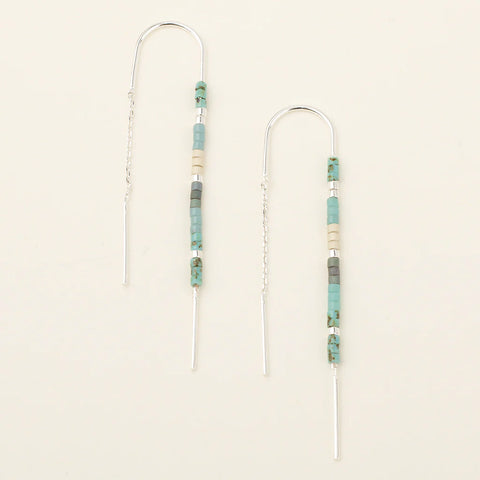 Chromacolor Miyuki Thread Earring - Turquoise Multi/Silver (MD004)