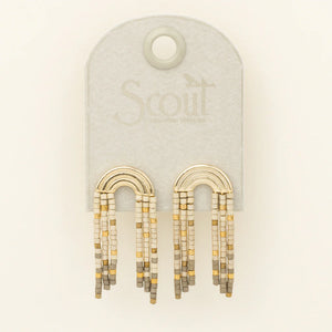 Chromacolor Miyuki Rainbow Fringe Earring - Pewter Multi/Gold (MF001)