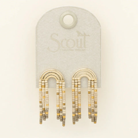 Chromacolor Miyuki Rainbow Fringe Earring - Pewter Multi/Gold (MF001)