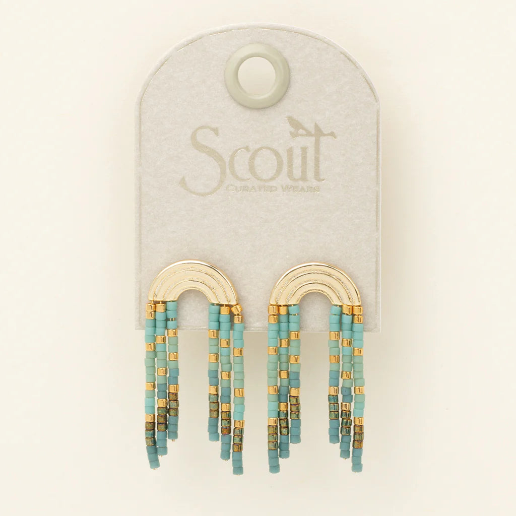Chromacolor Miyuki Rainbow Fringe Earring - Turquoise/Mint/Gold (MF002)