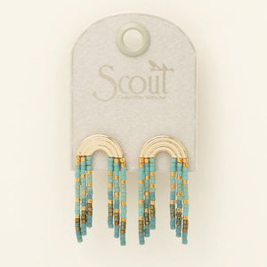 Chromacolor Miyuki Rainbow Fringe Earring - Turquoise/Mint/Gold (MF002)