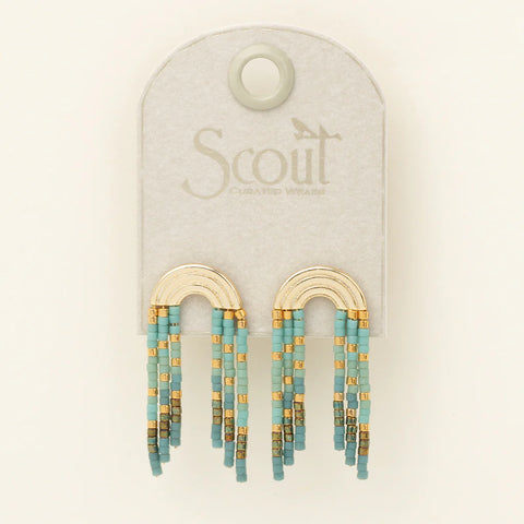 Chromacolor Miyuki Rainbow Fringe Earring - Turquoise/Mint/Gold (MF002)