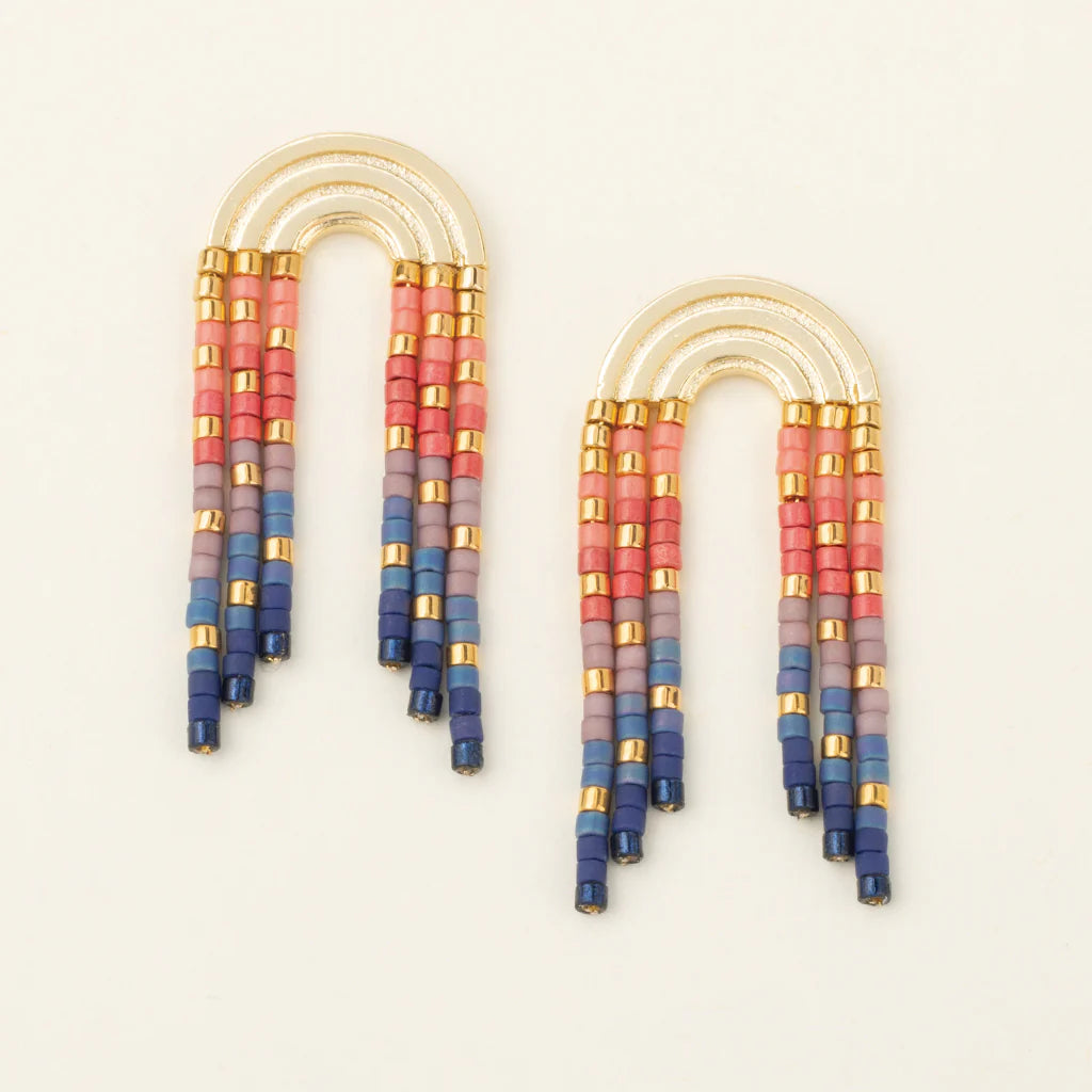 Chromacolor Miyuki Rainbow Fringe Earring - Multi/Gold (MF003)