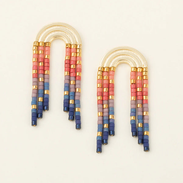 Chromacolor Miyuki Rainbow Fringe Earring - Multi/Gold (MF003)