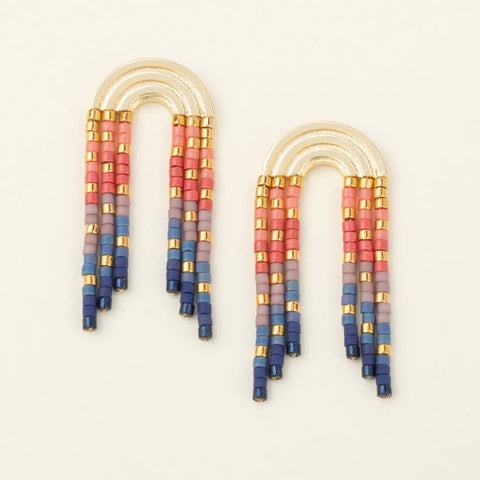Chromacolor Miyuki Rainbow Fringe Earring - Multi/Gold (MF003)