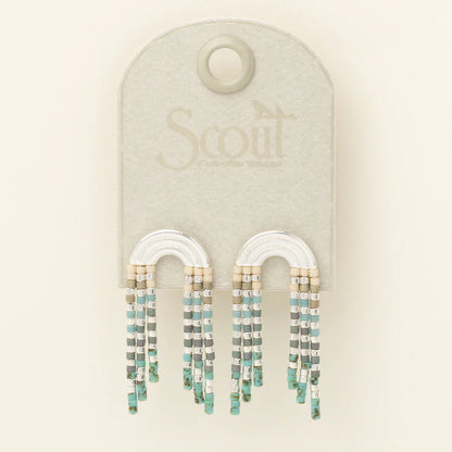 Chromacolor Miyuki Rainbow Fringe Earring - Turquoise Multi/Silver (MF004)