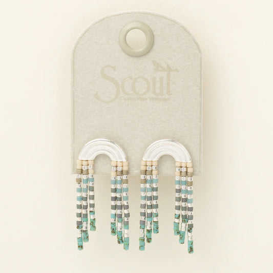 Chromacolor Miyuki Rainbow Fringe Earring - Turquoise Multi/Silver (MF004)