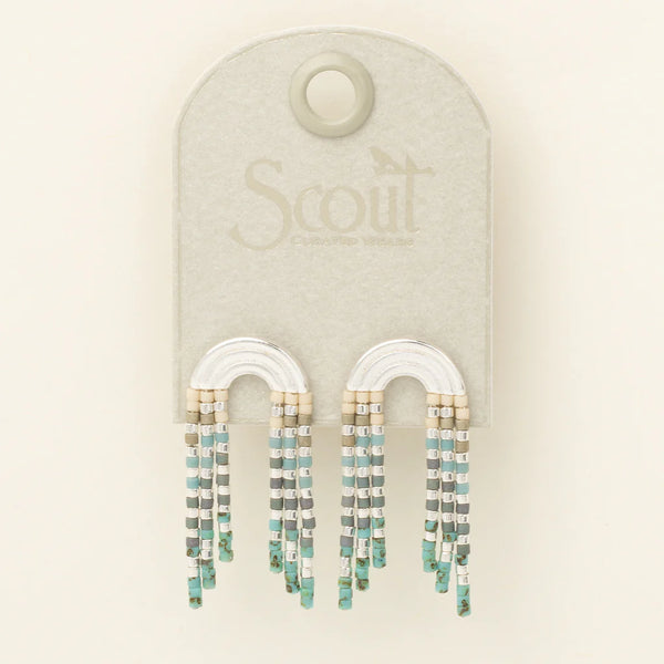 Chromacolor Miyuki Rainbow Fringe Earring - Turquoise Multi/Silver (MF004)