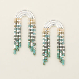 Chromacolor Miyuki Rainbow Fringe Earring - Turquoise Multi/Silver (MF004)