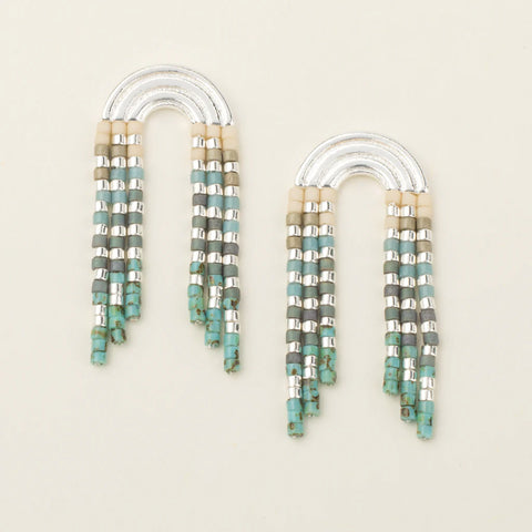 Chromacolor Miyuki Rainbow Fringe Earring - Turquoise Multi/Silver (MF004)