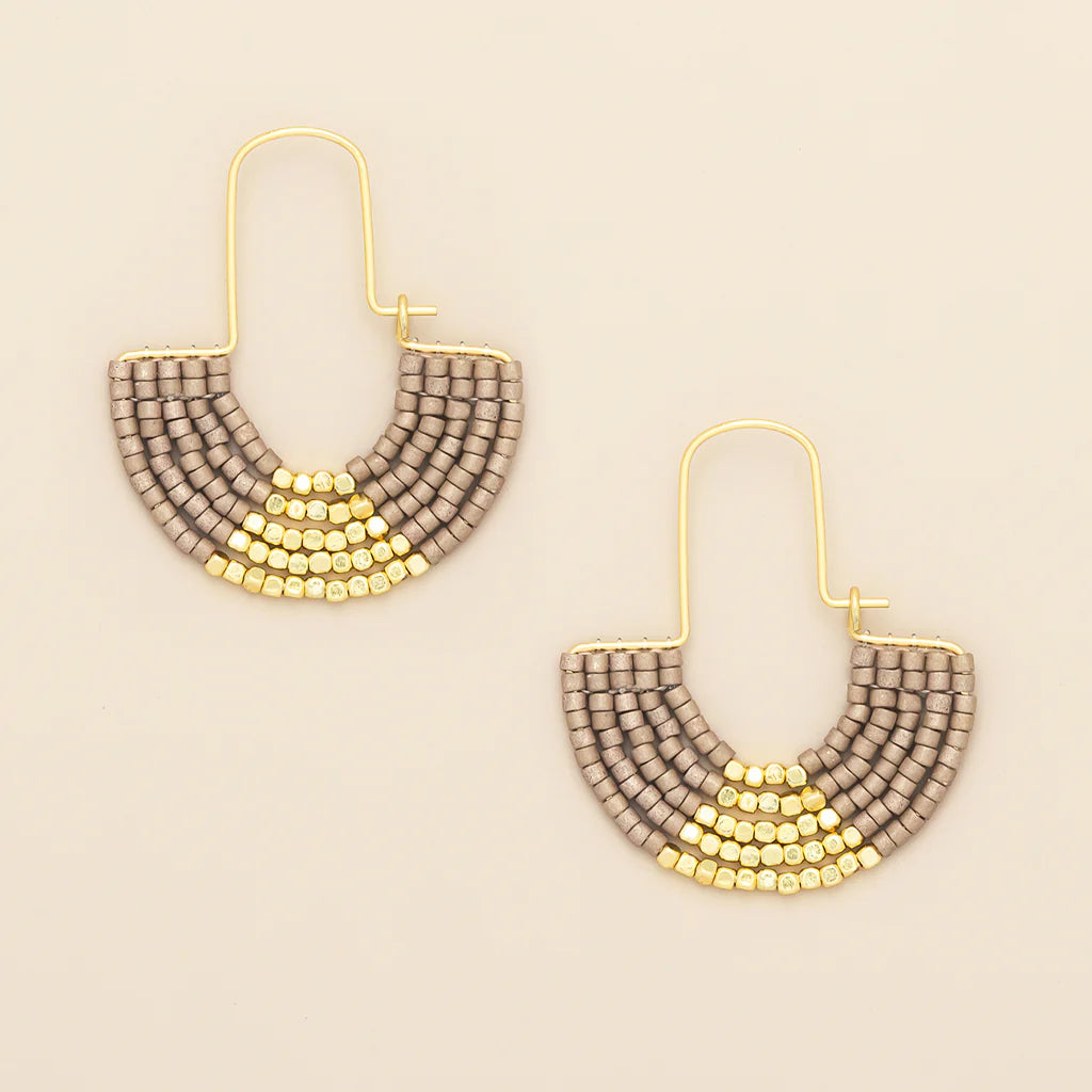Chromacolor Miyuki U-Hoop Earring - Pewter/Gold (MH004)