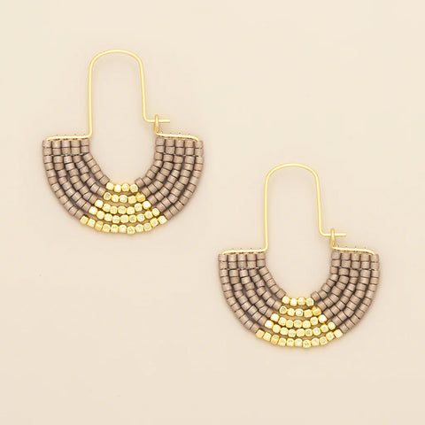 Chromacolor Miyuki U-Hoop Earring - Pewter/Gold (MH004)