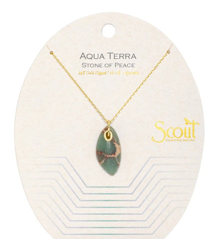 Organic Stone Necklace Aqua Terra/Gold - Stone of Peace (NS001)