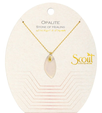 Organic Stone Necklace Opalite/Gold - Stone of Healing (NS002)