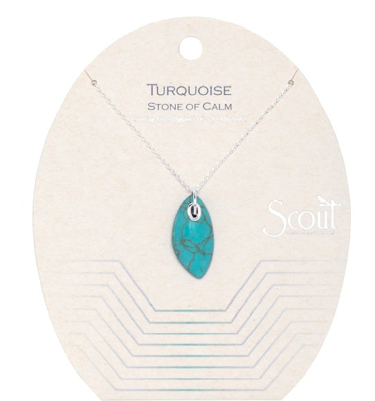 Organic Stone Necklace Turquoise/Silver - Stone of Calm (NS003)