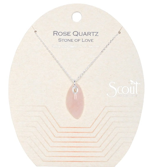 Organic Stone Necklace Rose Quartz/Silver - Stone of Love (NS004)
