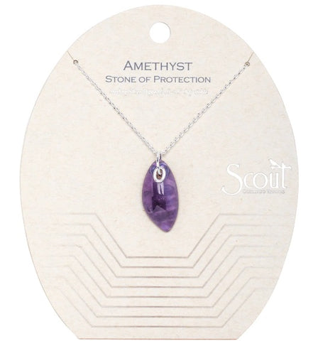 Organic Stone Necklace Amethyst/Silver - Stone of Protection (NS005)