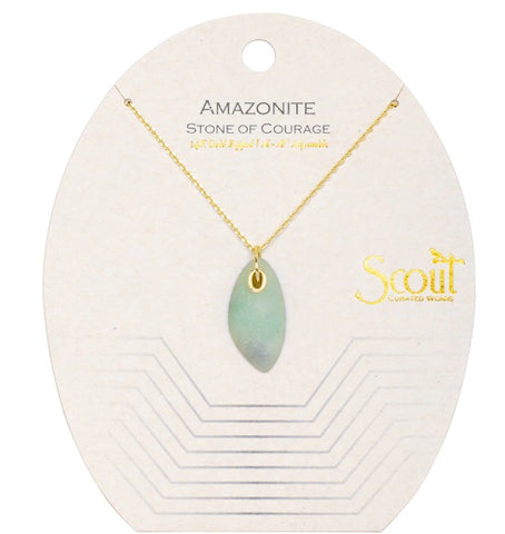 Organic Stone Necklace Amazonite/Gold - Stone of Courage (NS006)