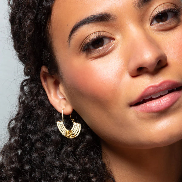 Chromacolor Miyuki U-Hoop Earring - Pewter/Gold (MH004)