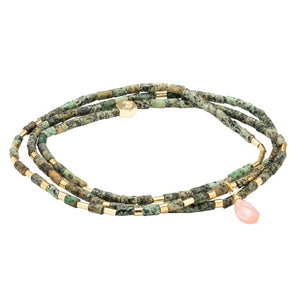 Teardrop Stone Wrap African Turquoise/Watermelon/Gold - Stone of Transformation (SB007)