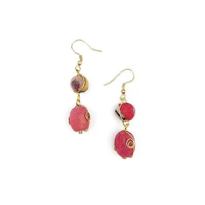 Aasha Brass Wire Wrapped Circle and Oval Bead Earrings (E5074)